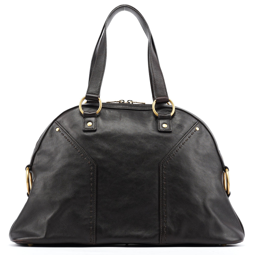Dark Brown Calfskin Leather Muse Tote Bag