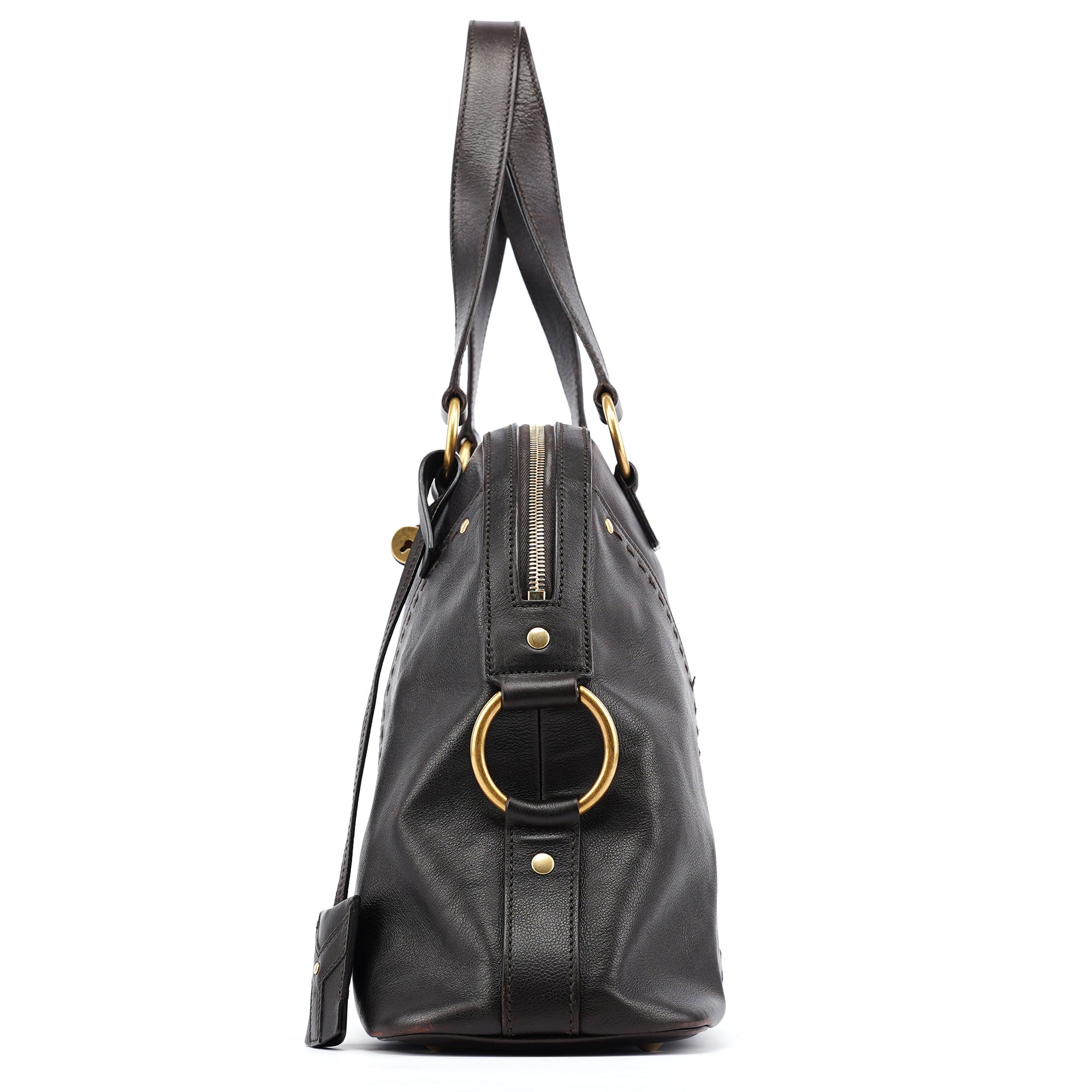 Dark Brown Calfskin Leather Muse Tote Bag