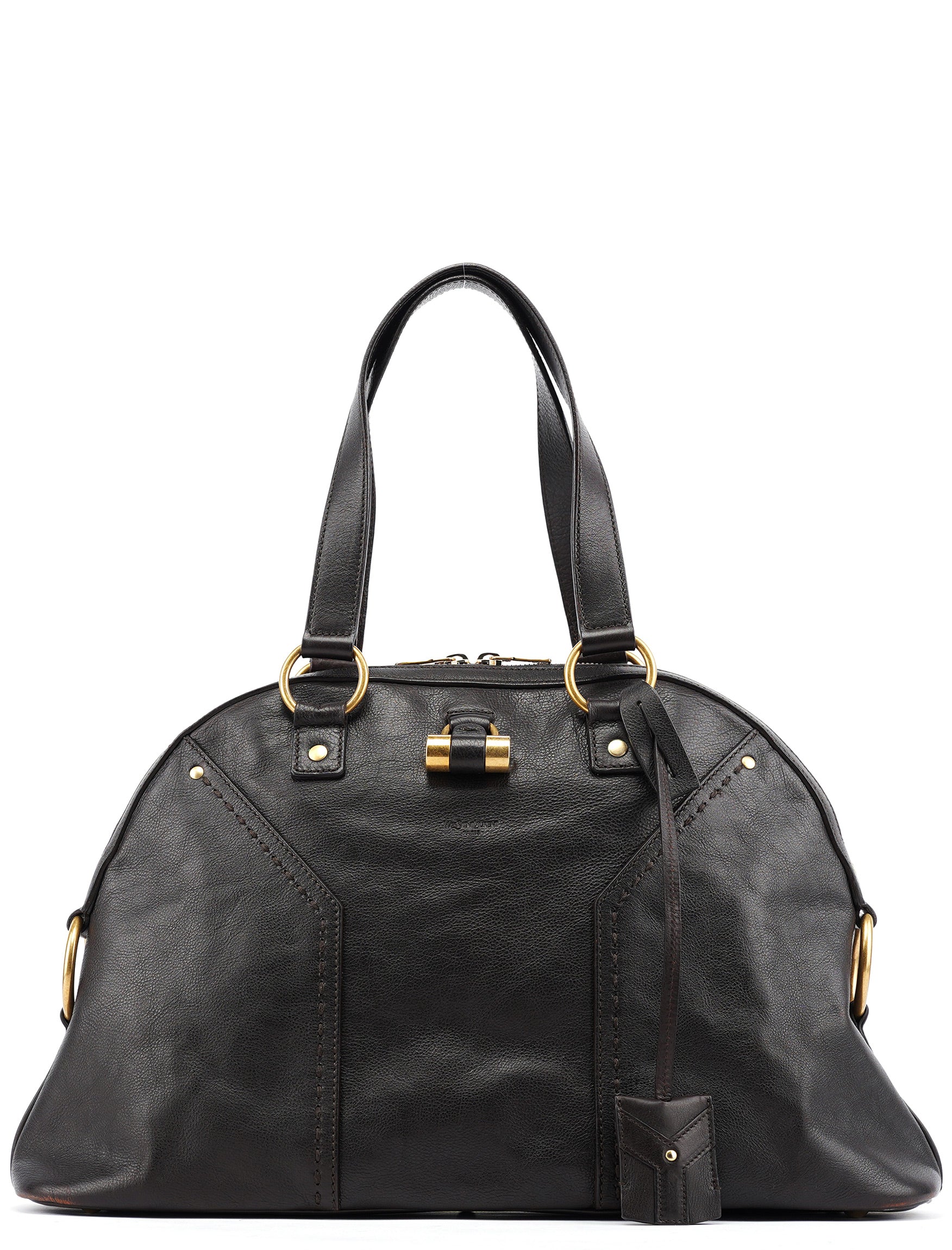 Dark Brown Calfskin Leather Muse Tote Bag