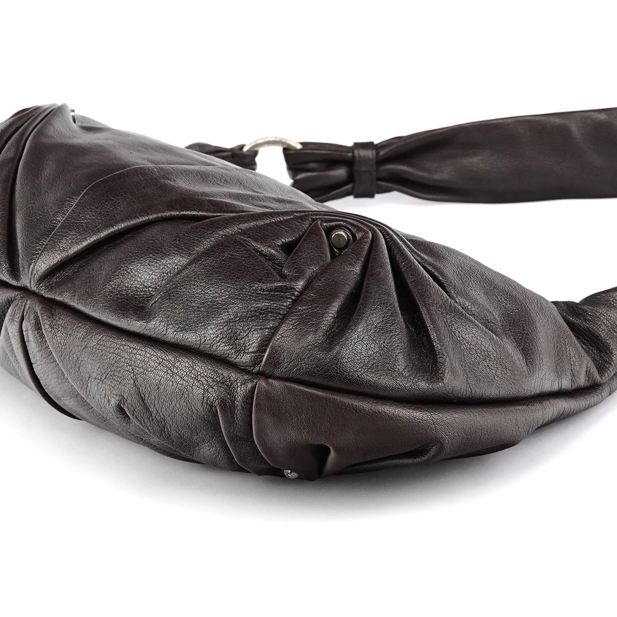 Dark Brown Leather Mombasa Hobo Shoulder Bag