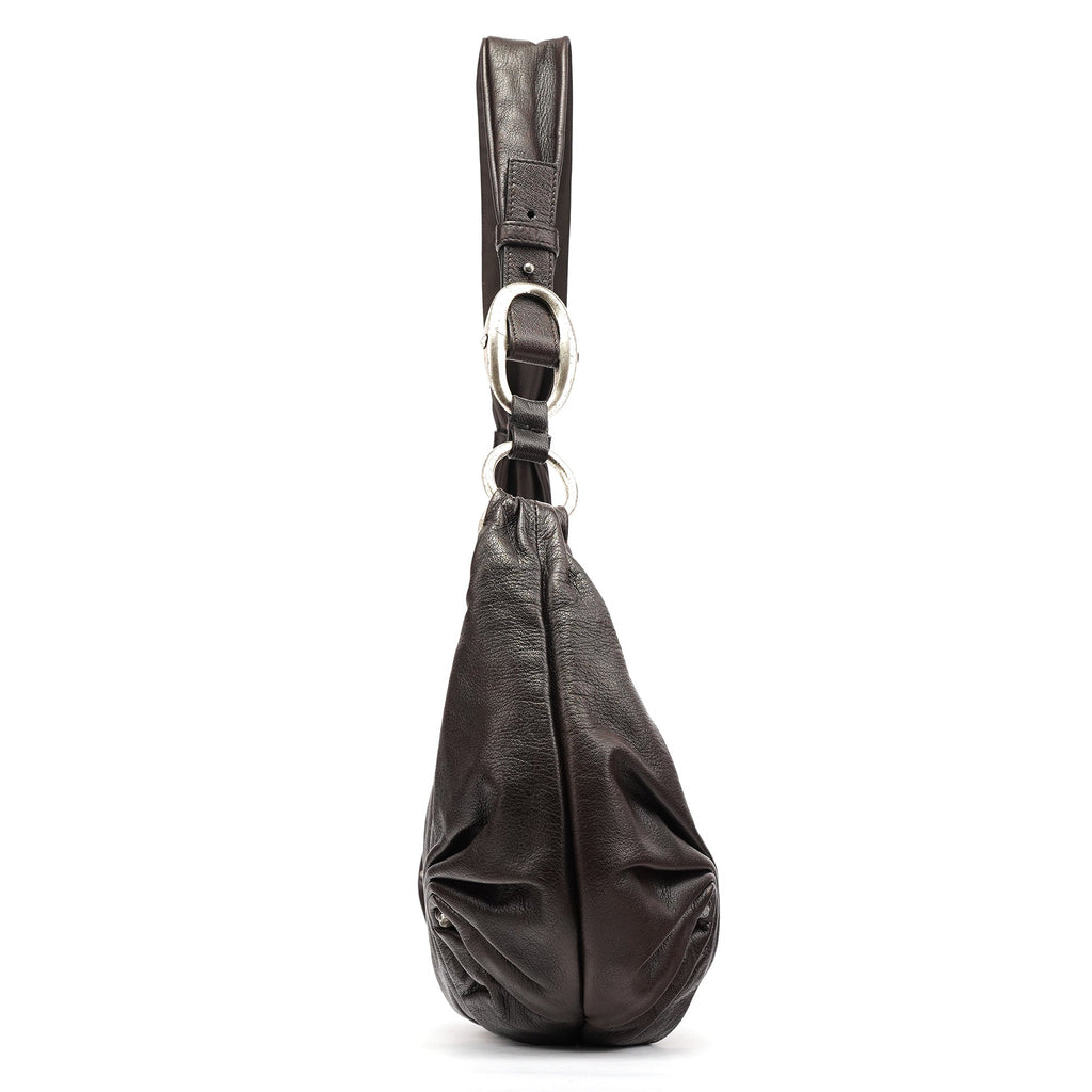 Dark Brown Leather Mombasa Hobo Shoulder Bag