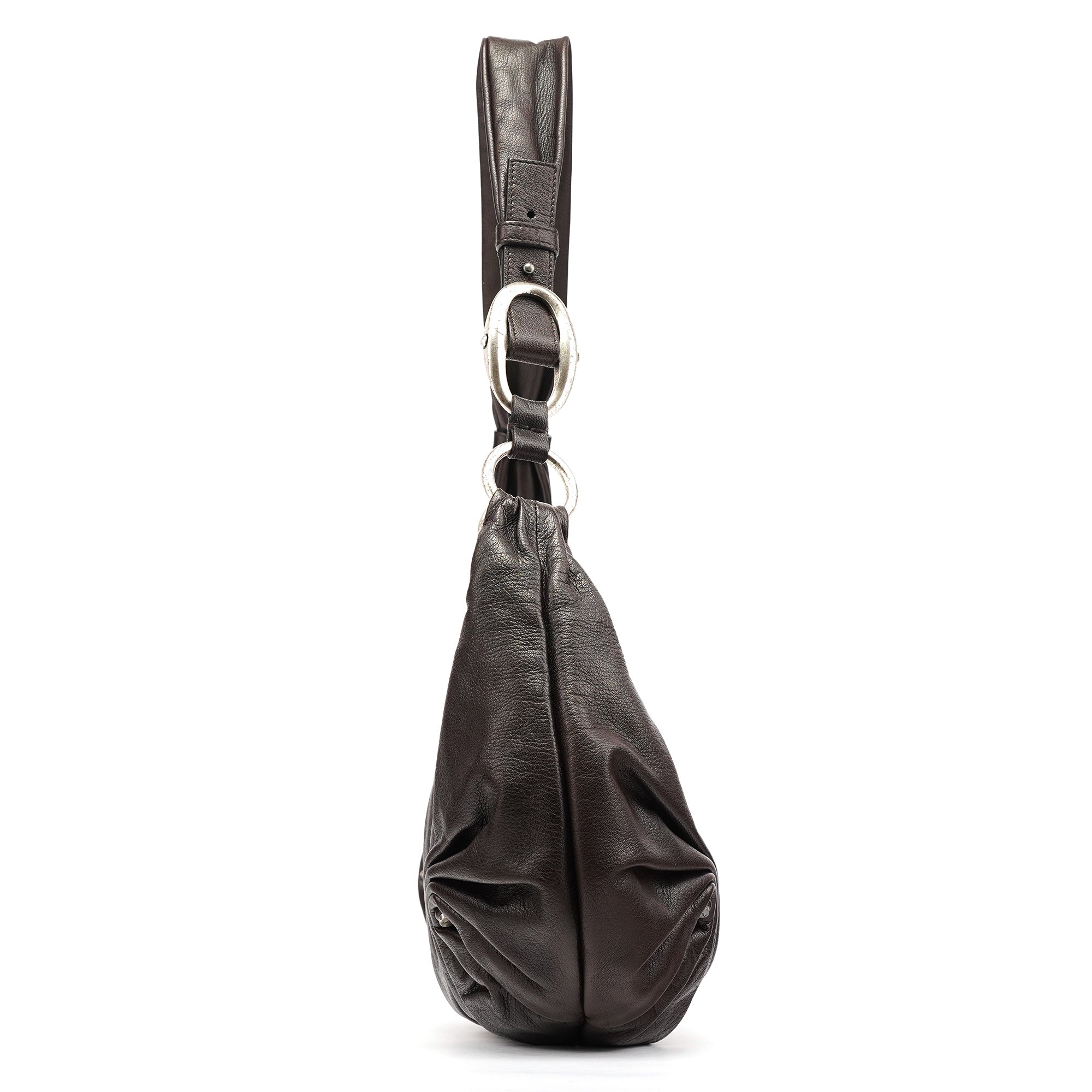 Dark Brown Leather Mombasa Hobo Shoulder Bag