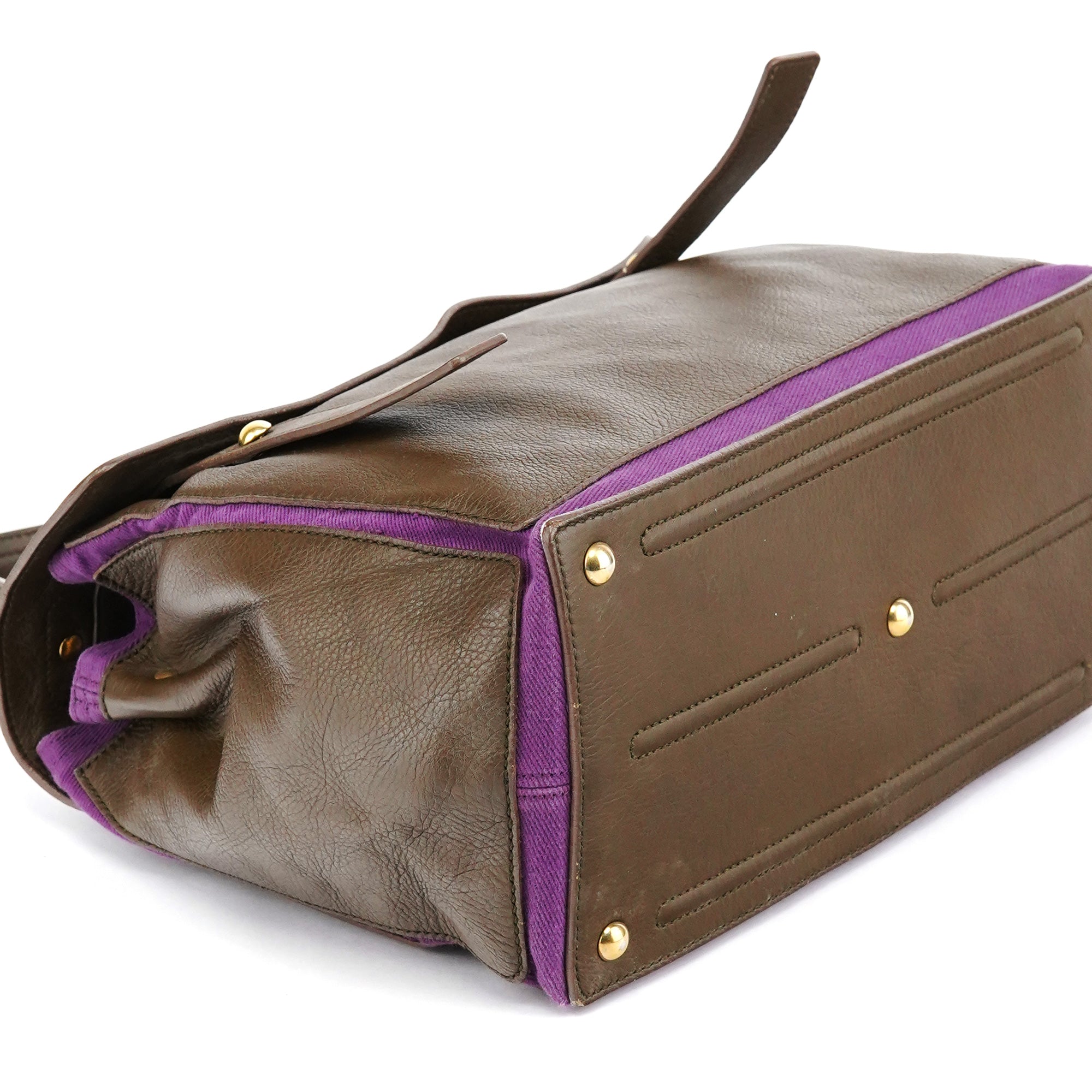 Dark Green Purple Leather Muse Two Bag