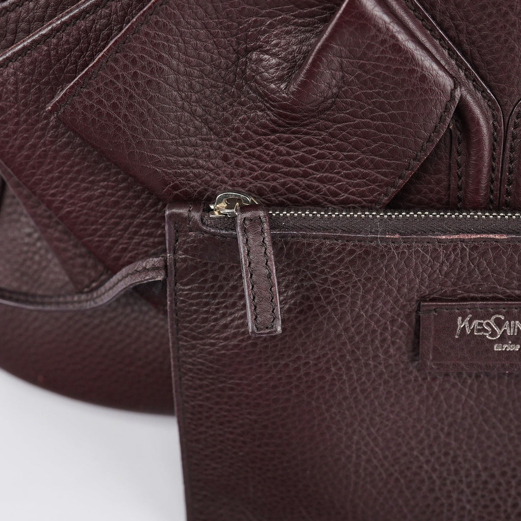 Dark Purple Leather Bow Tote Bag