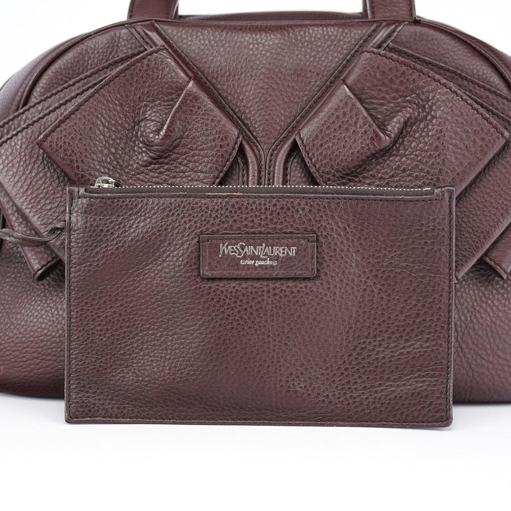 Dark Purple Leather Bow Tote Bag
