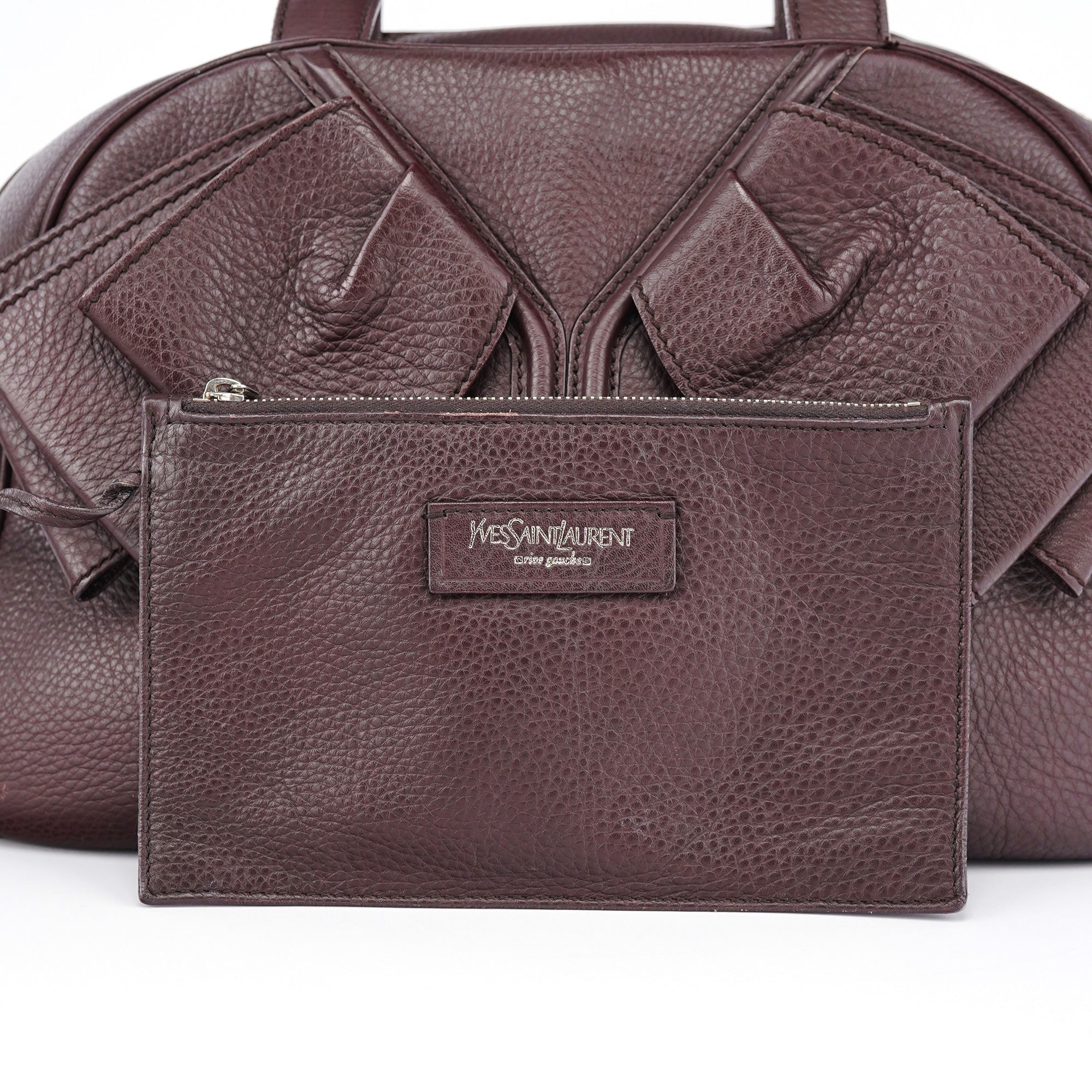 Dark Purple Leather Bow Tote Bag
