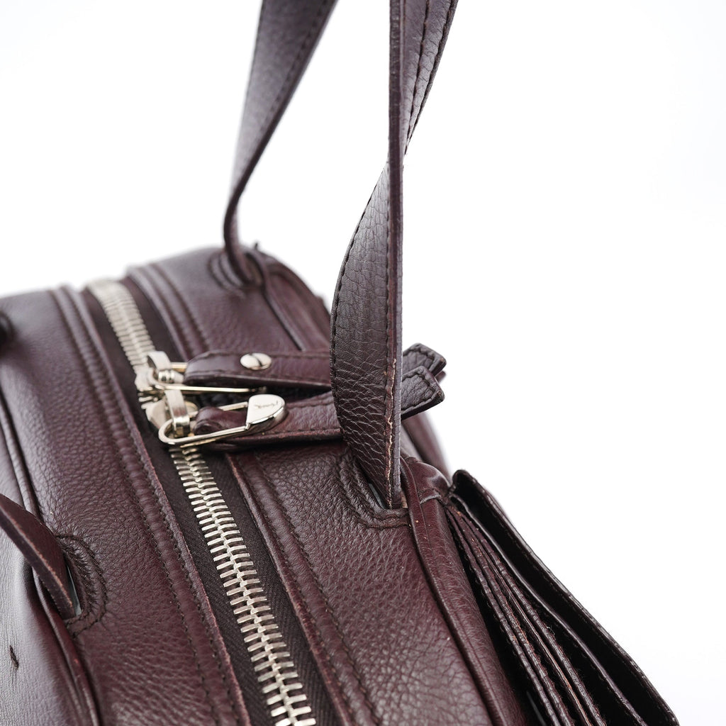 Dark Purple Leather Bow Tote Bag