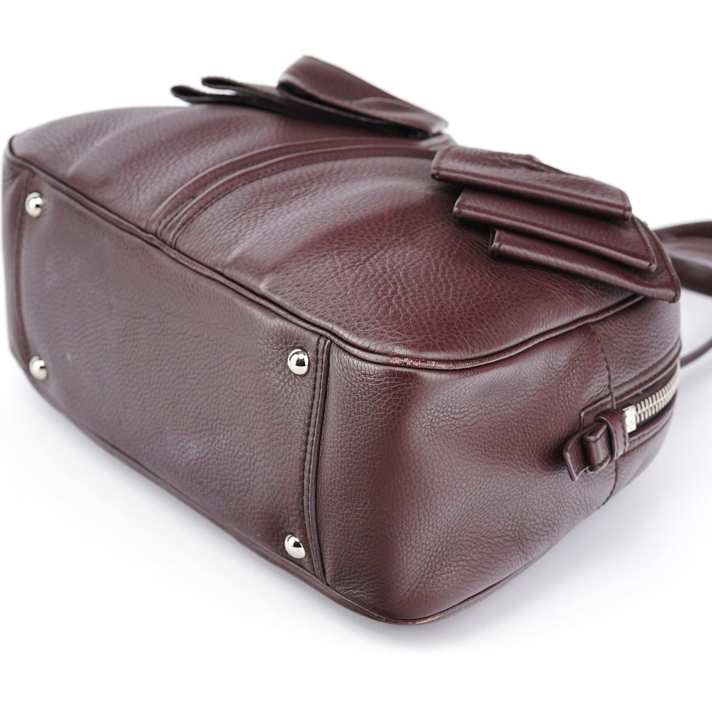 Dark Purple Leather Bow Tote Bag