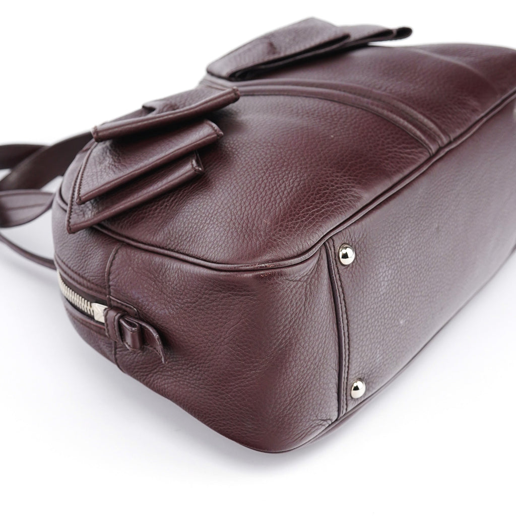Dark Purple Leather Bow Tote Bag