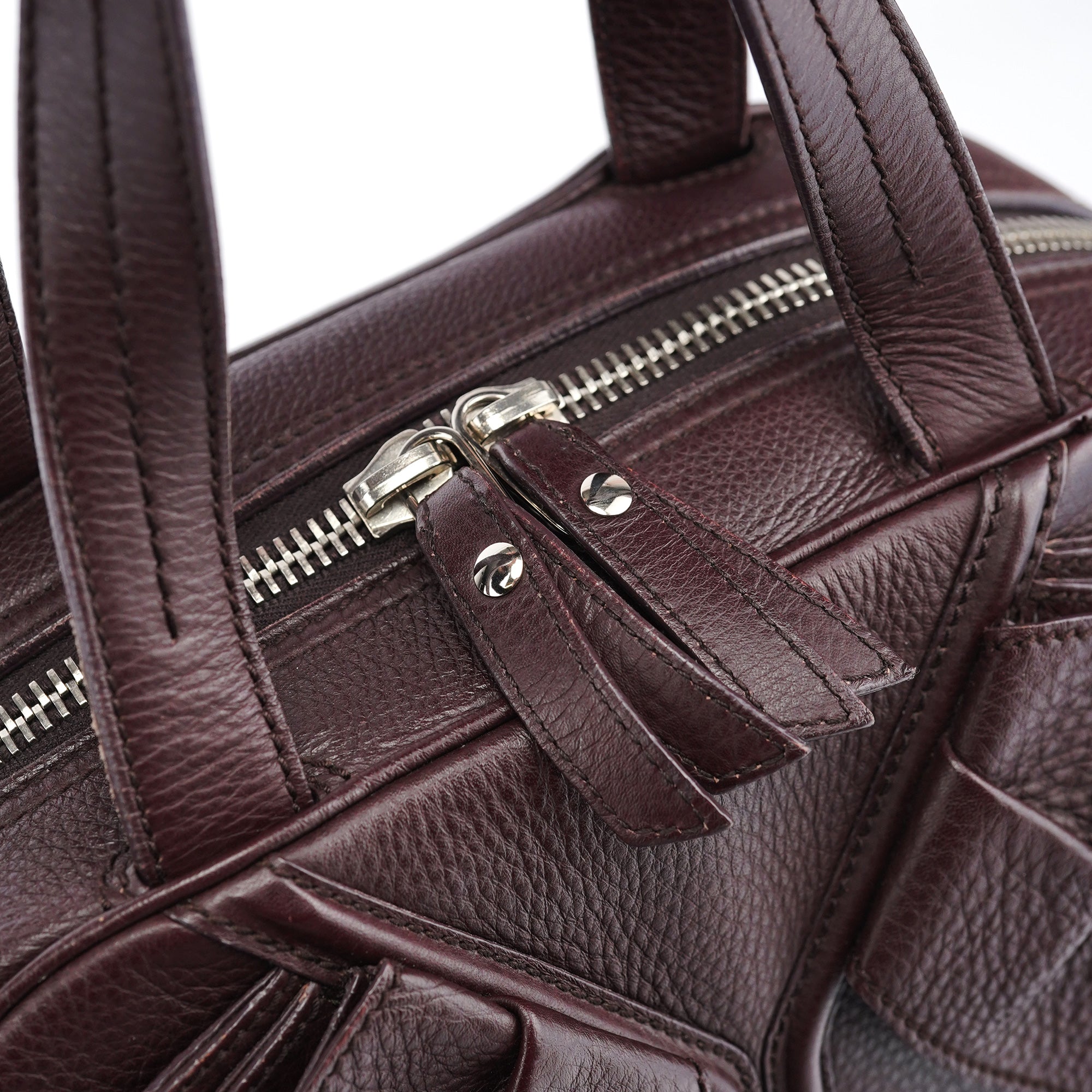 Dark Purple Leather Bow Tote Bag