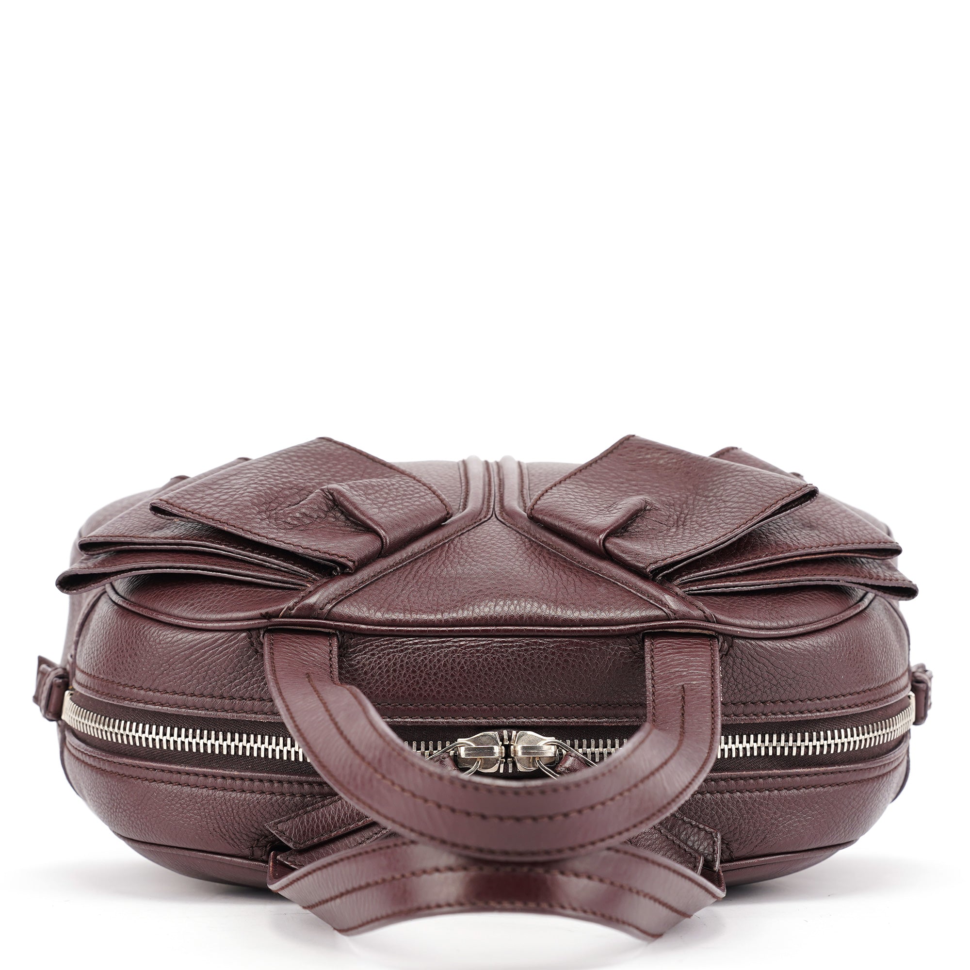 Dark Purple Leather Bow Tote Bag