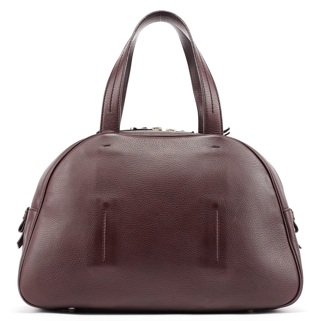 Dark Purple Leather Bow Tote Bag