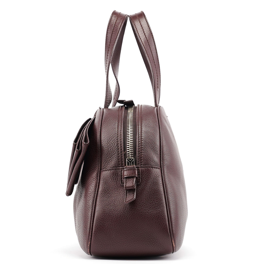 Dark Purple Leather Bow Tote Bag
