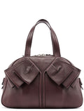 Dark Purple Leather Bow Tote Bag