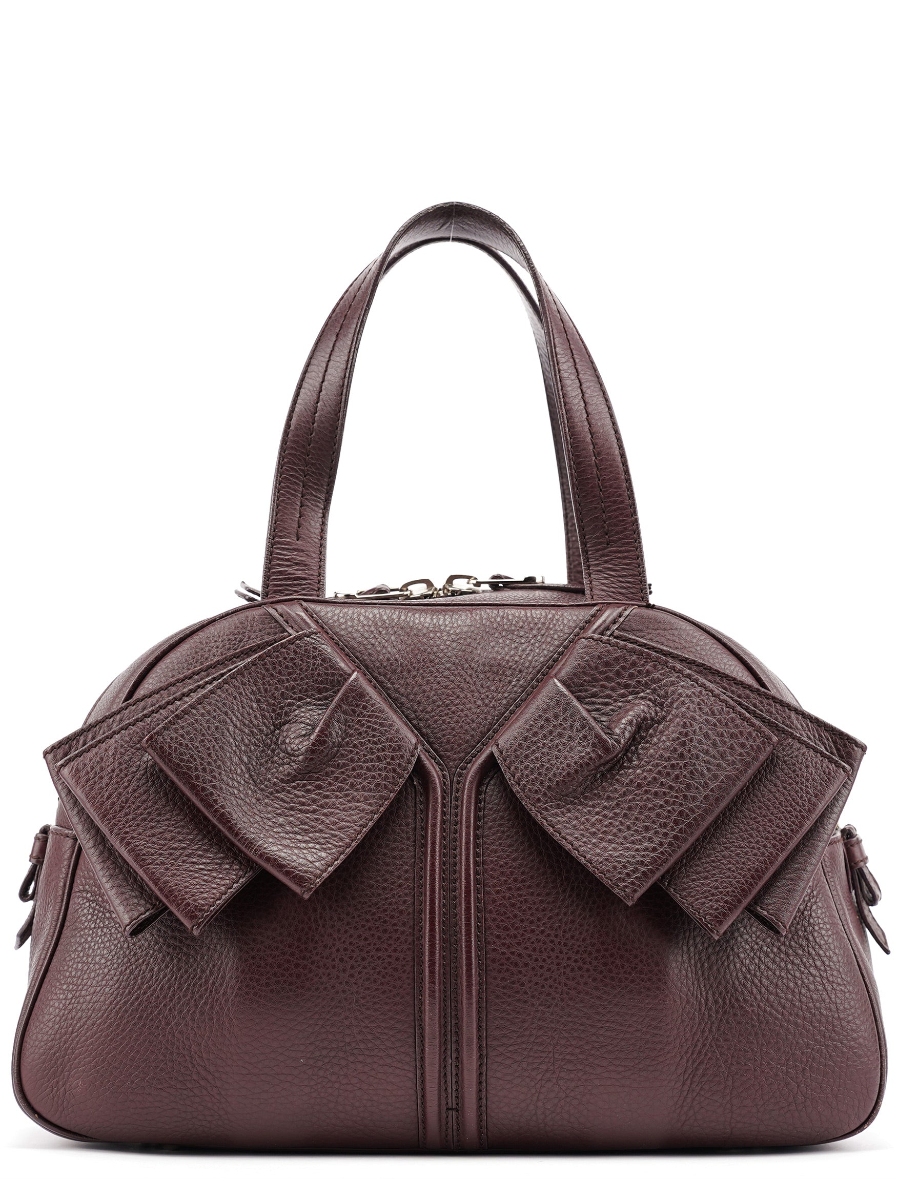 Dark Purple Leather Bow Tote Bag