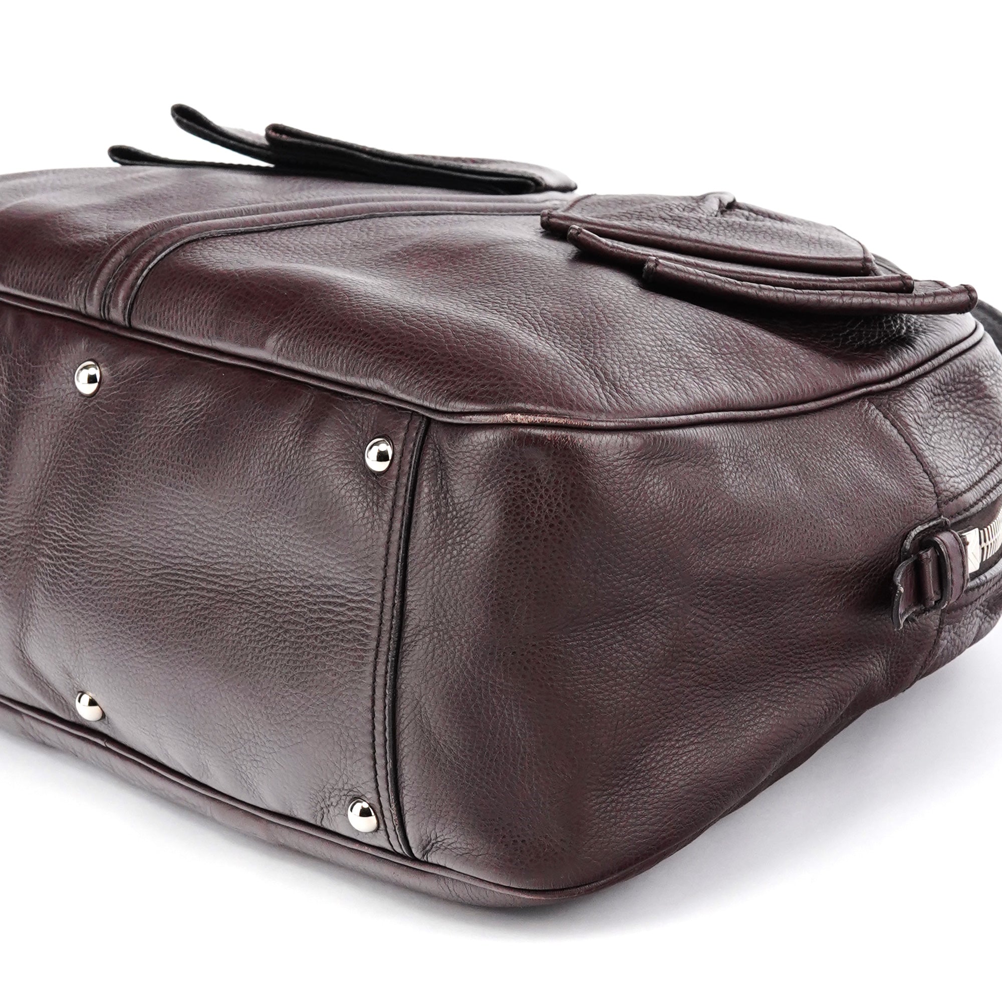 Dark Purple Leather Bow Tote Bag