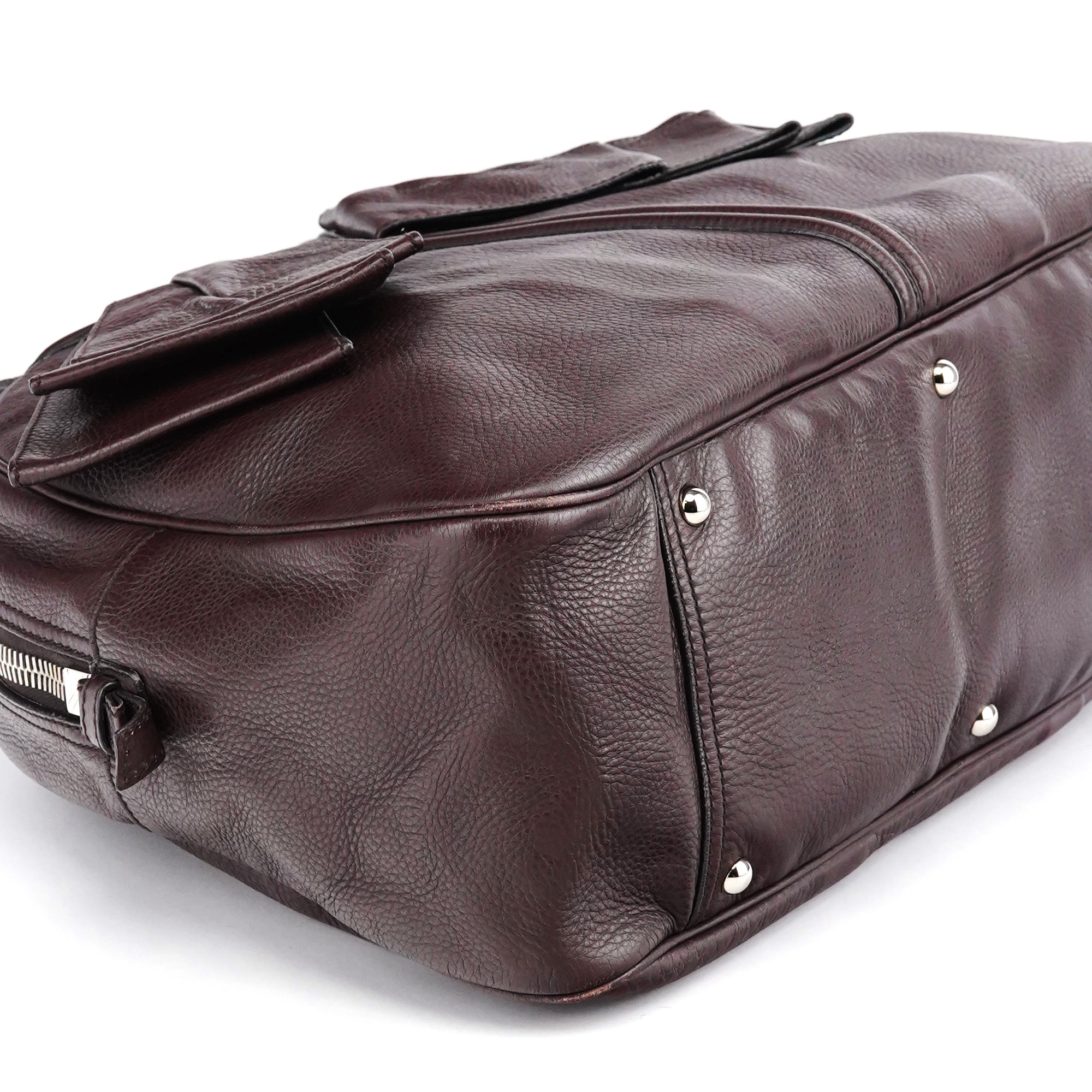 Dark Purple Leather Bow Tote Bag