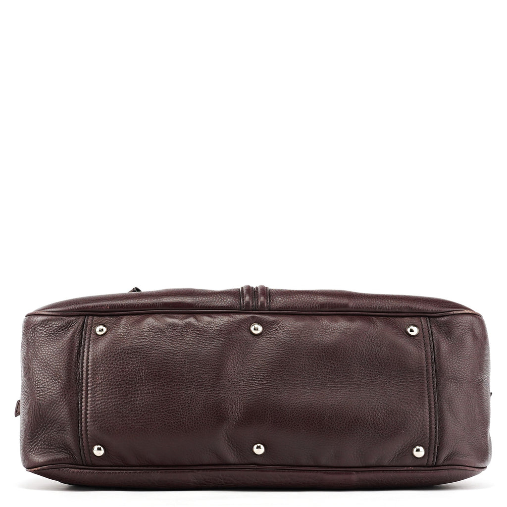 Dark Purple Leather Bow Tote Bag
