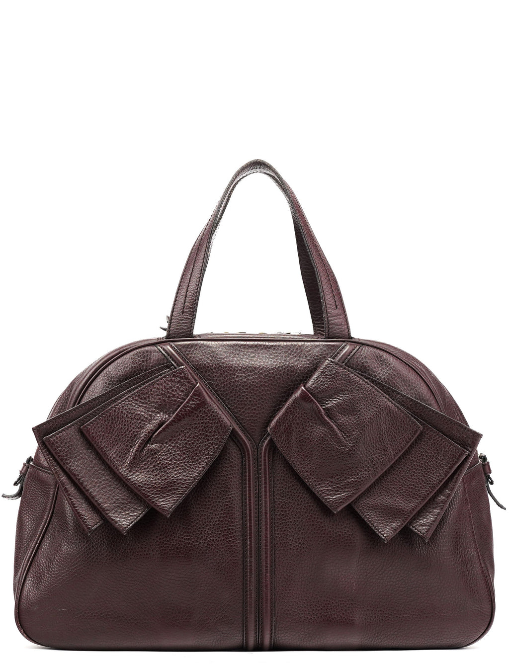 Dark Purple Leather Bow Tote Bag