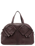 Dark Purple Leather Bow Tote Bag