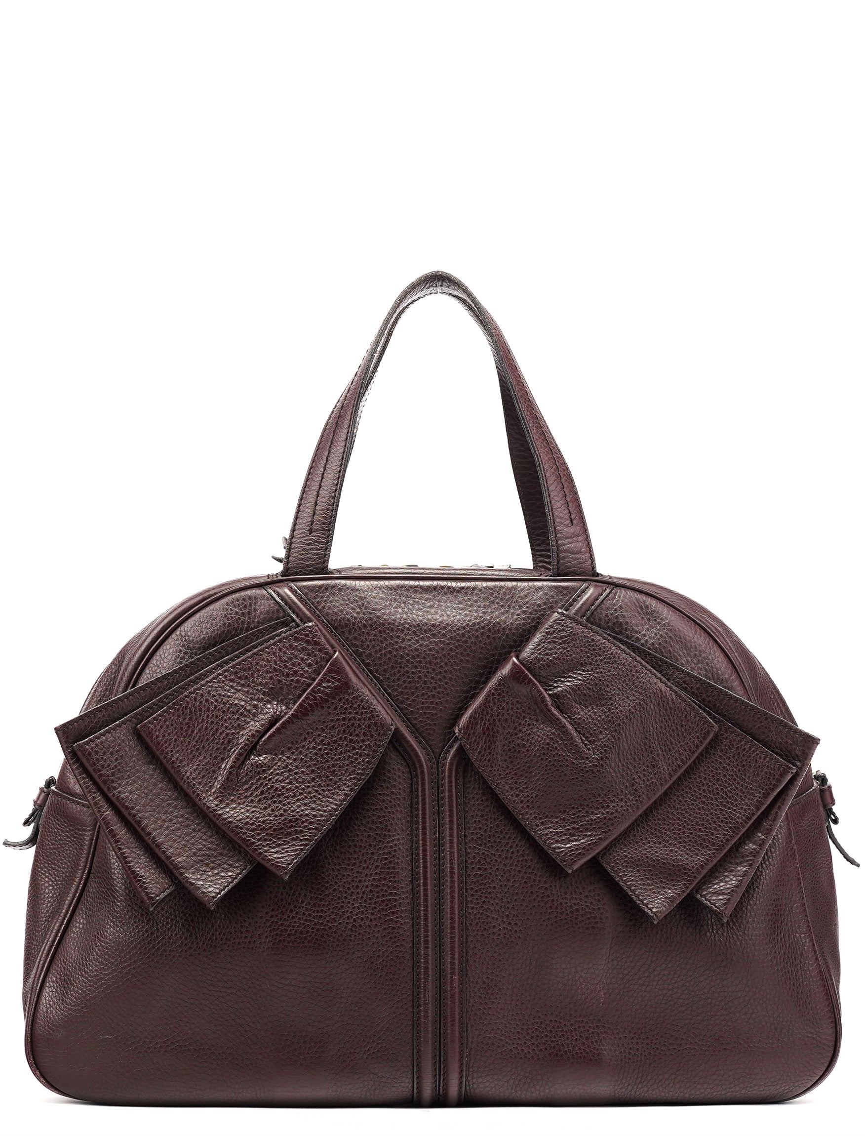 Dark Purple Leather Bow Tote Bag