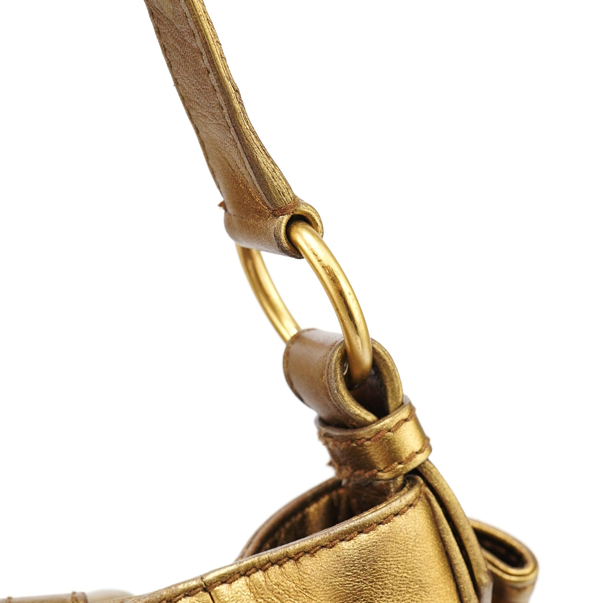 Gold Calfskin Bow Mini Shoulder Bag