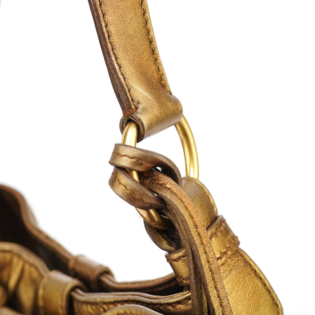 Gold Calfskin Bow Mini Shoulder Bag