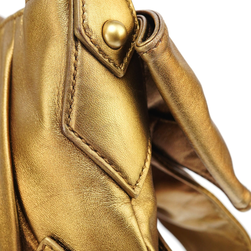 Gold Calfskin Bow Mini Shoulder Bag