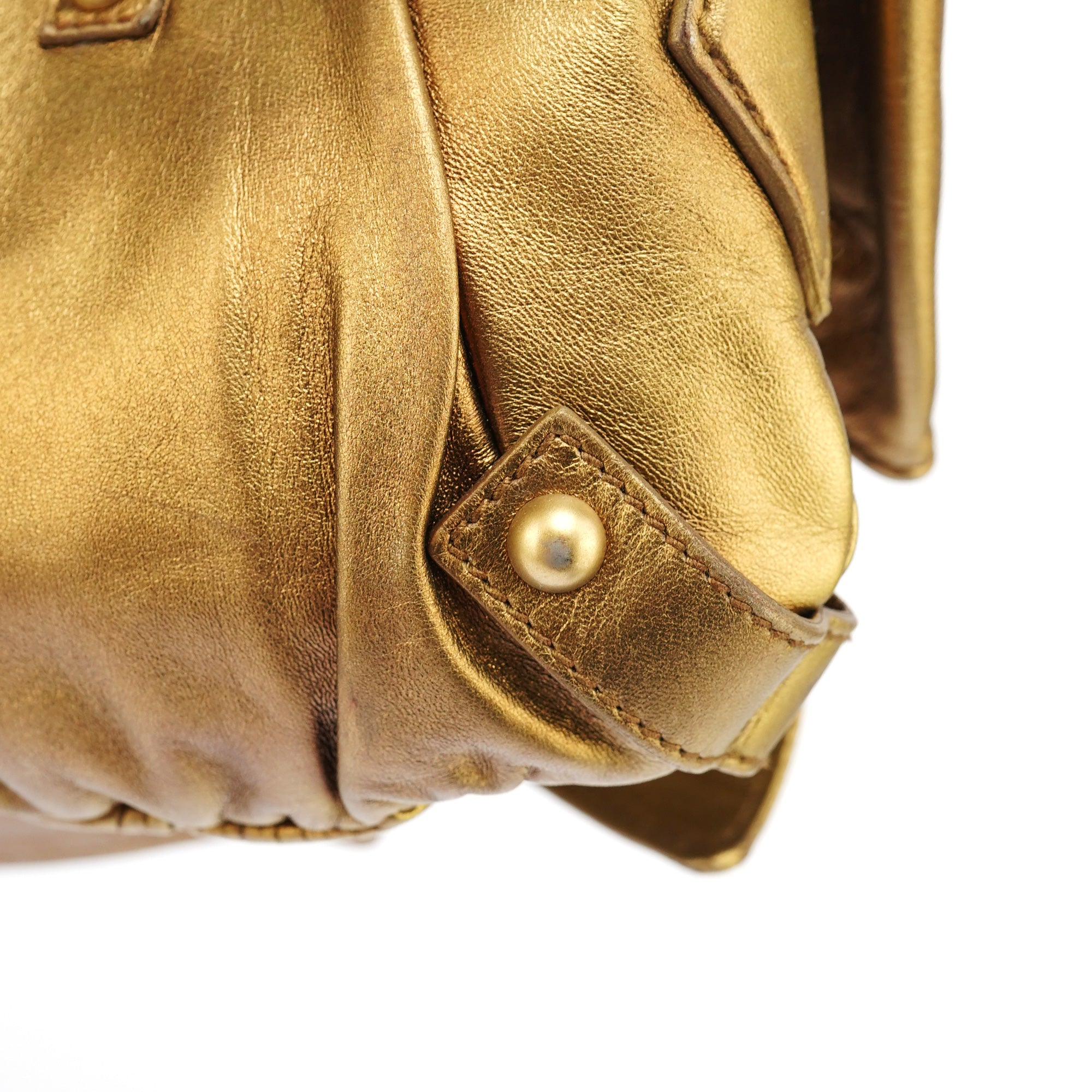 Gold Calfskin Bow Mini Shoulder Bag