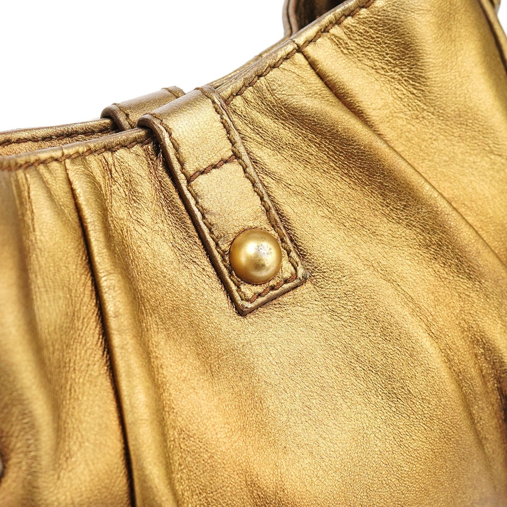 Gold Calfskin Bow Mini Shoulder Bag