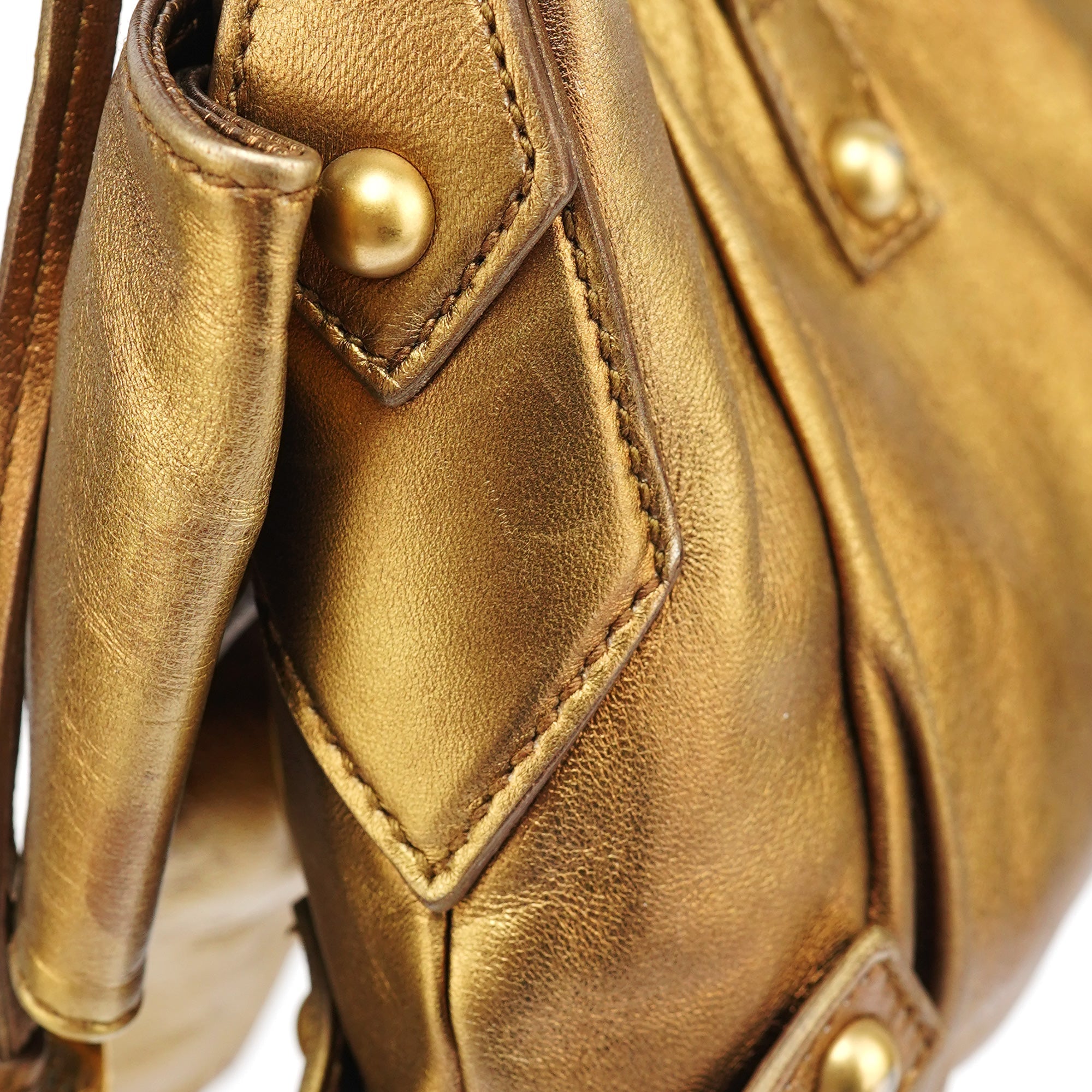 Gold Calfskin Bow Mini Shoulder Bag