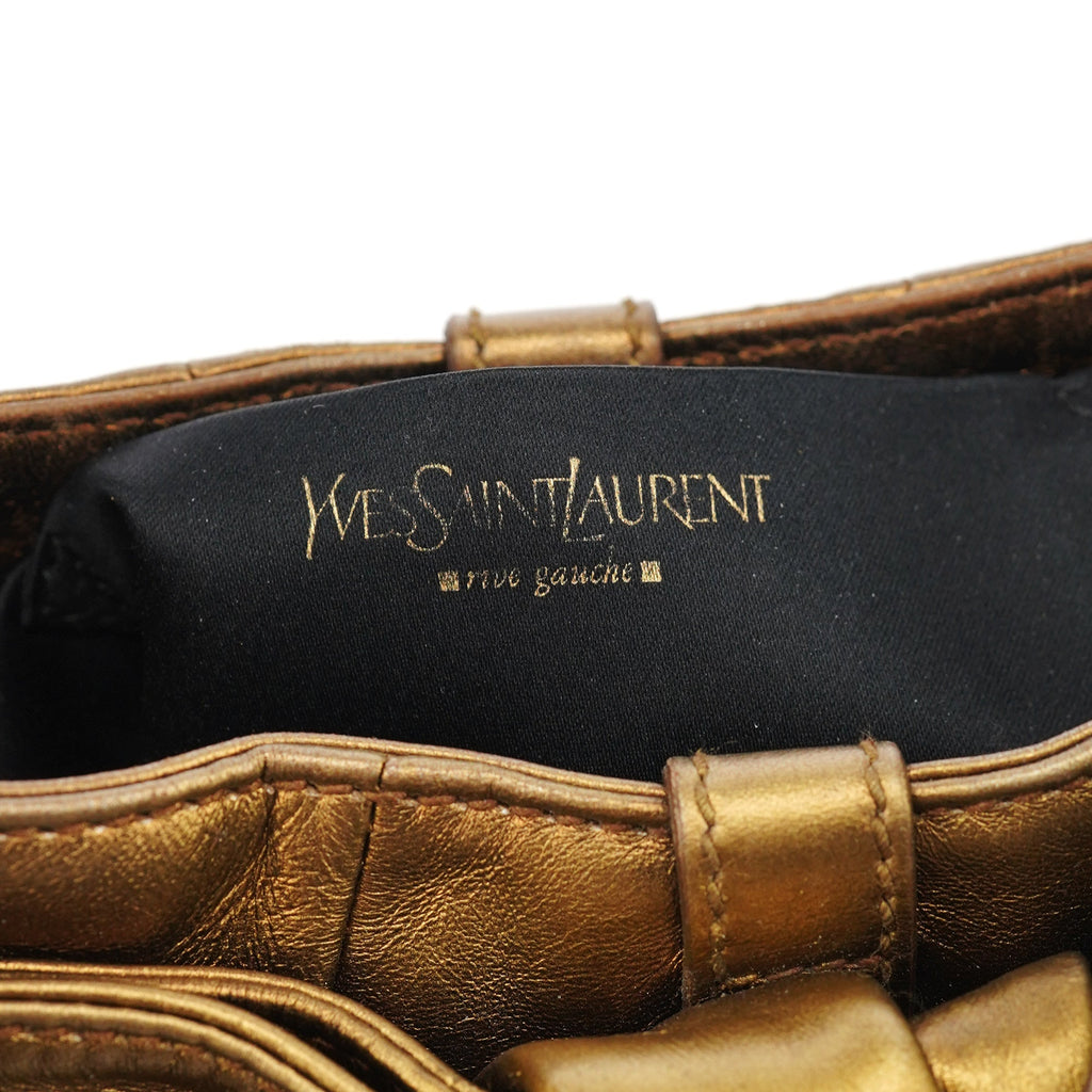 Gold Calfskin Bow Mini Shoulder Bag