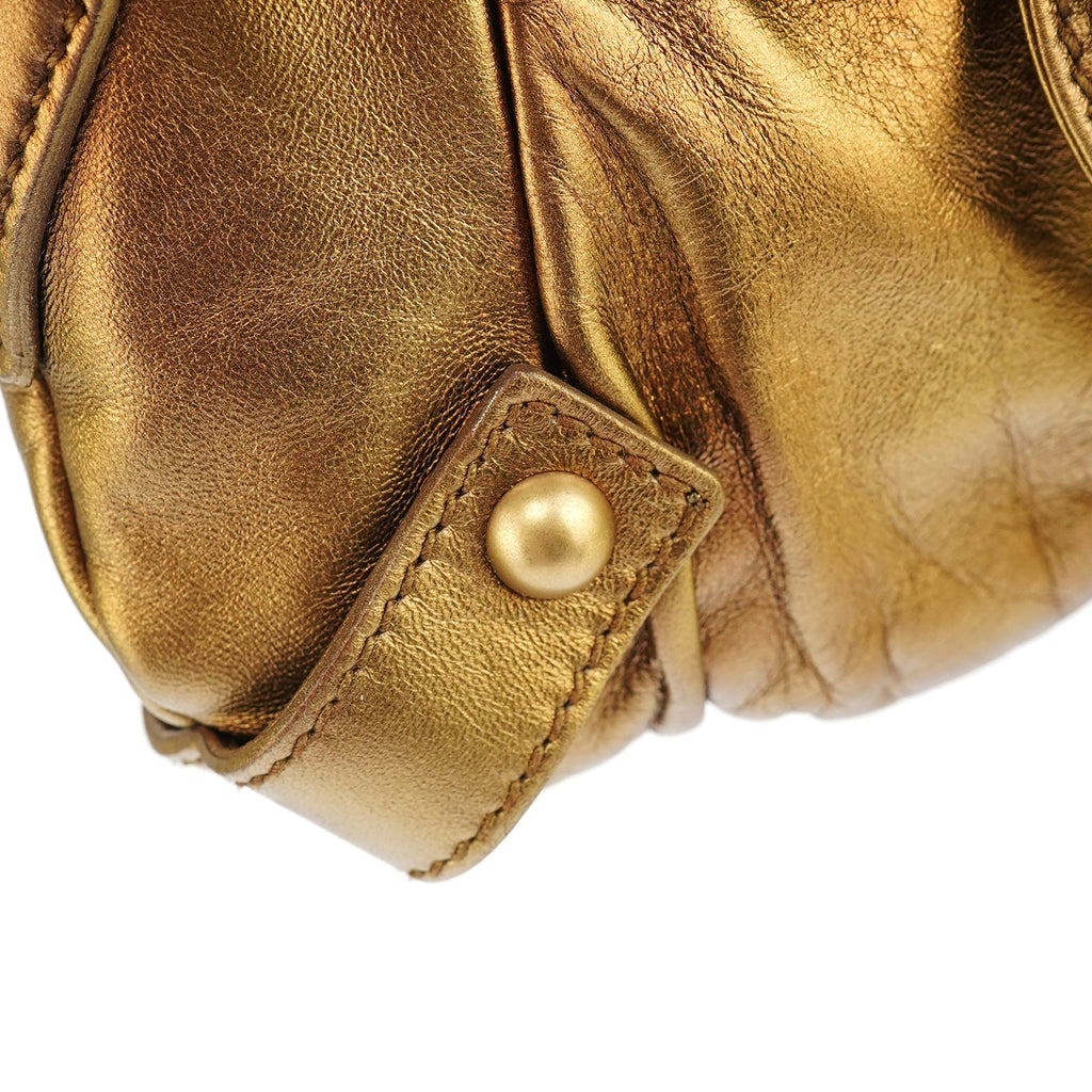Gold Calfskin Bow Mini Shoulder Bag