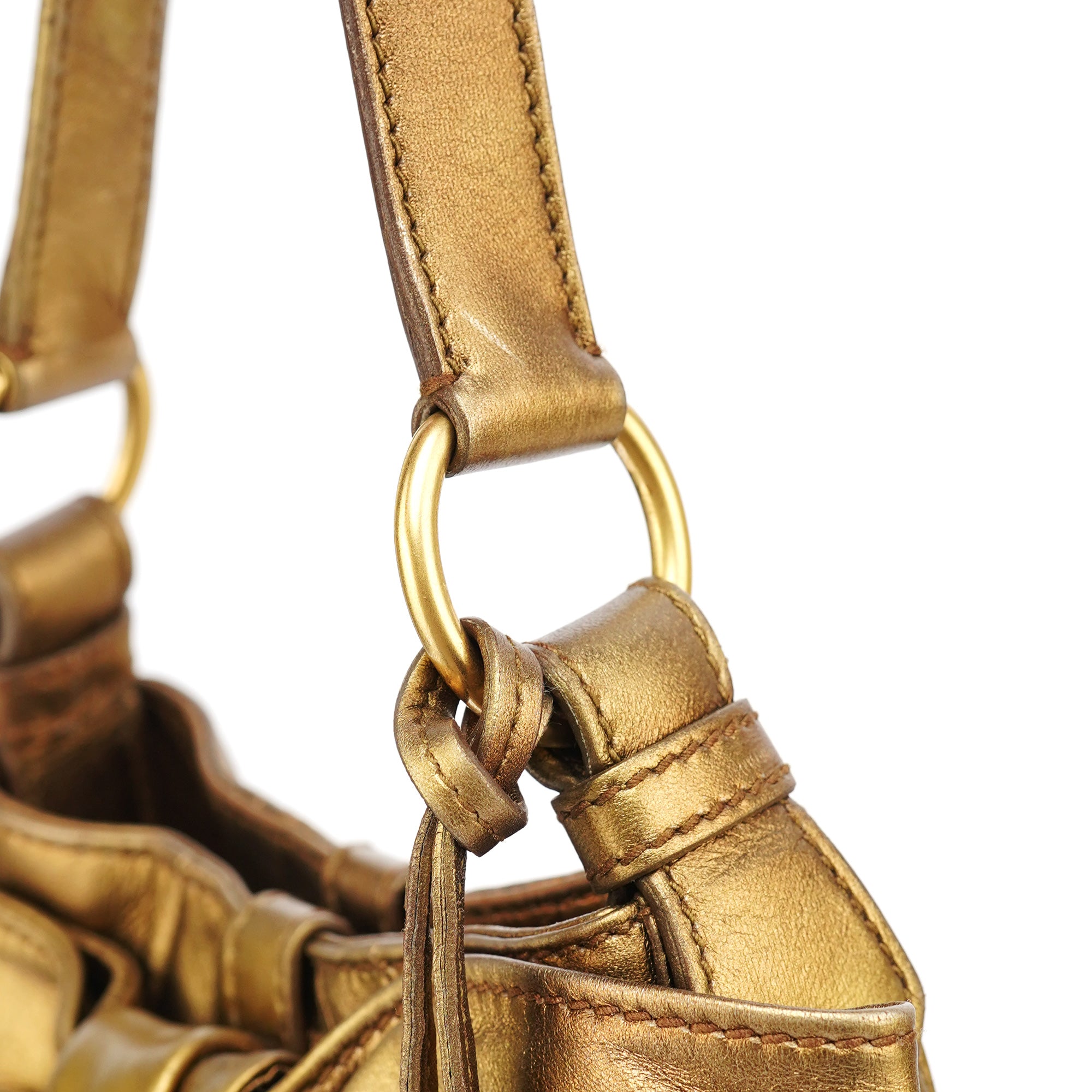 Gold Calfskin Bow Mini Shoulder Bag