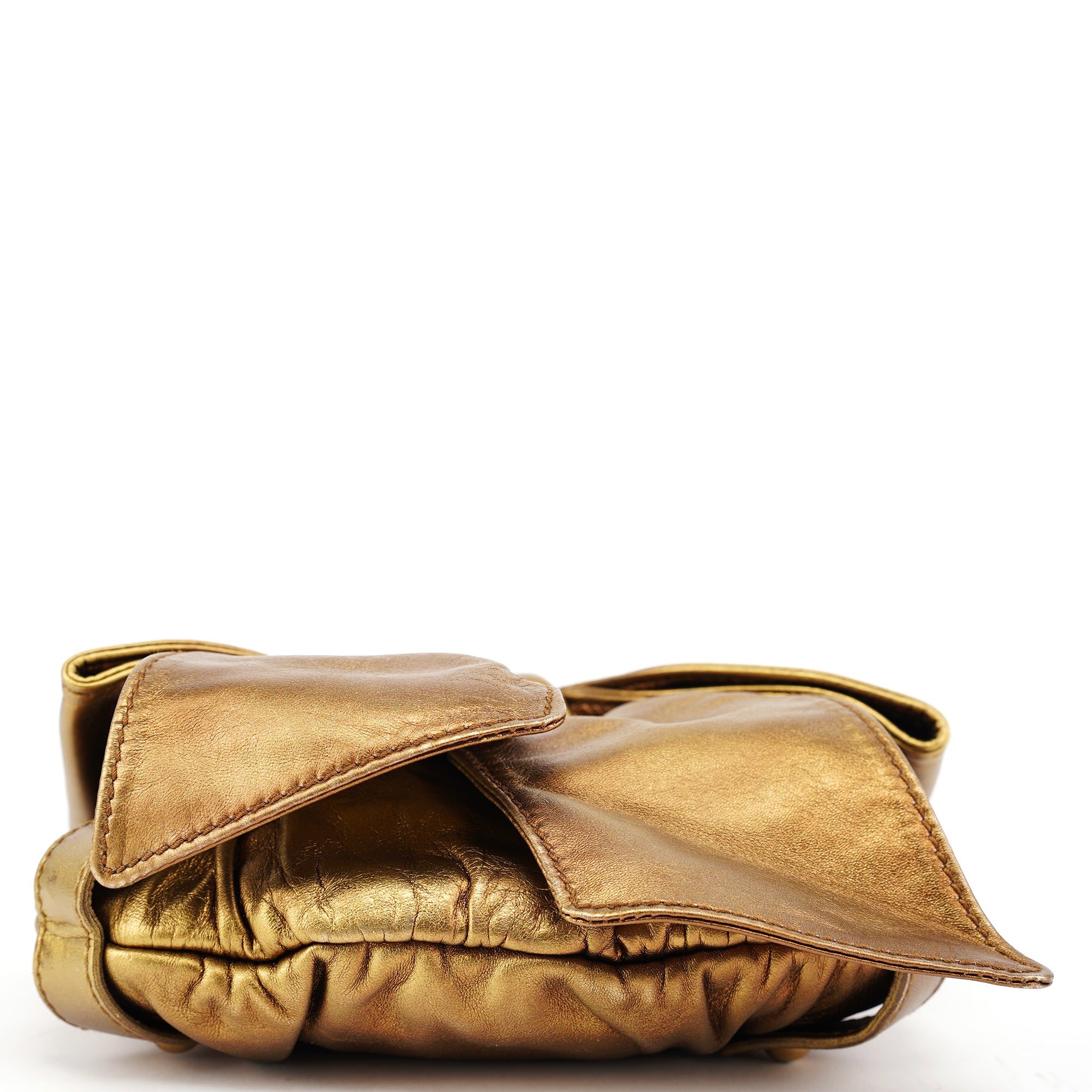 Gold Calfskin Bow Mini Shoulder Bag