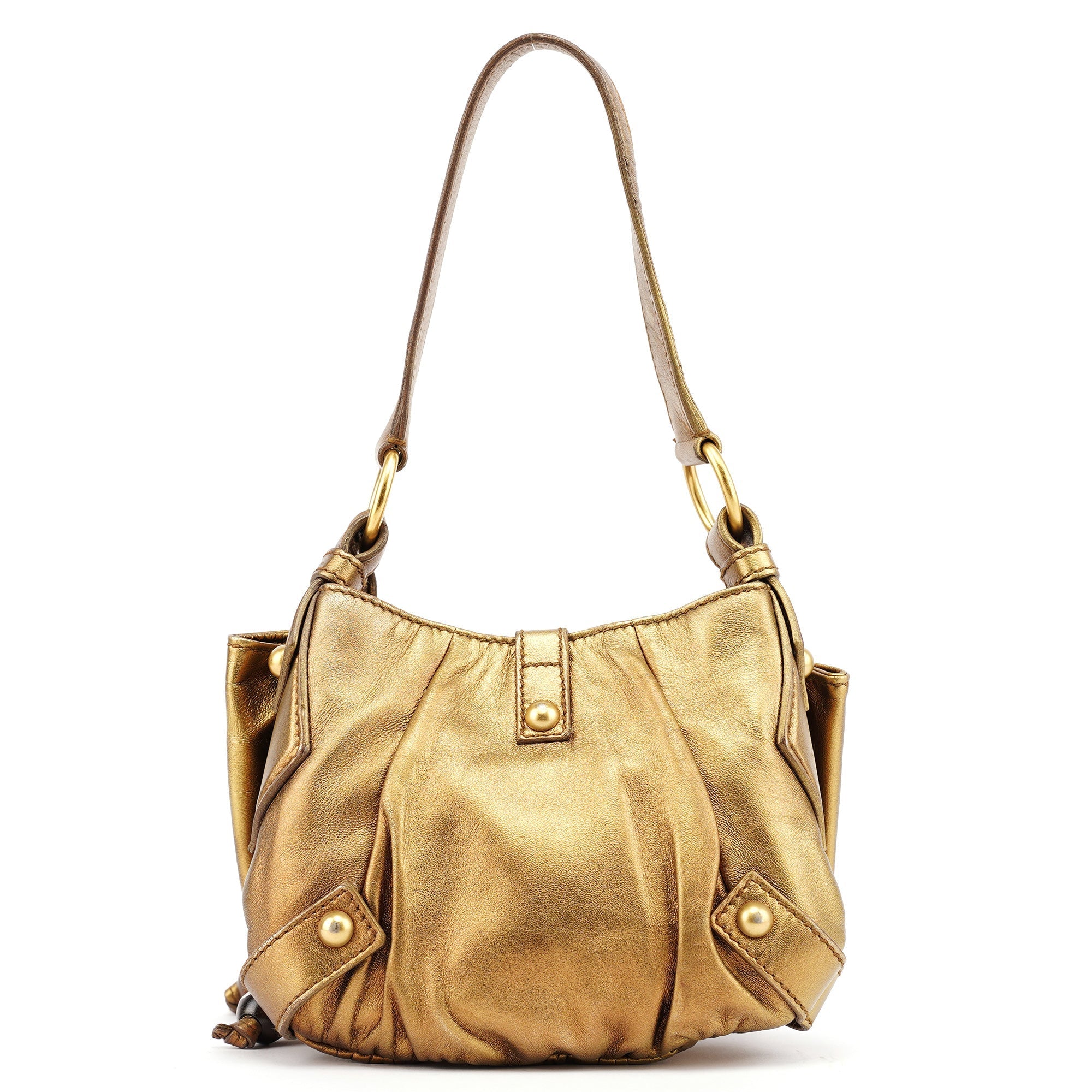 Gold Calfskin Bow Mini Shoulder Bag