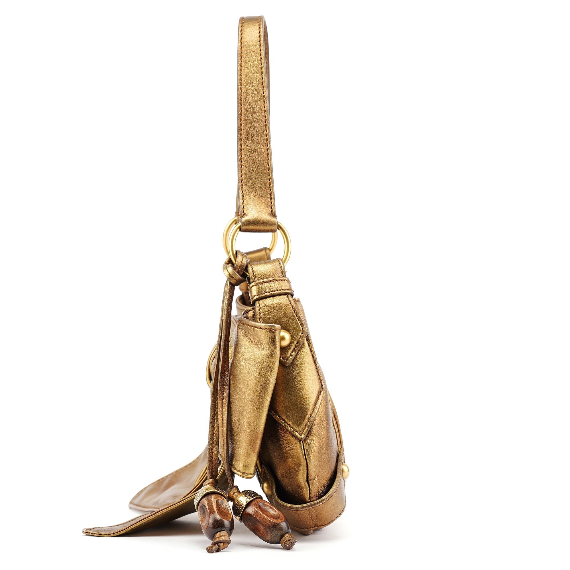 Gold Calfskin Bow Mini Shoulder Bag