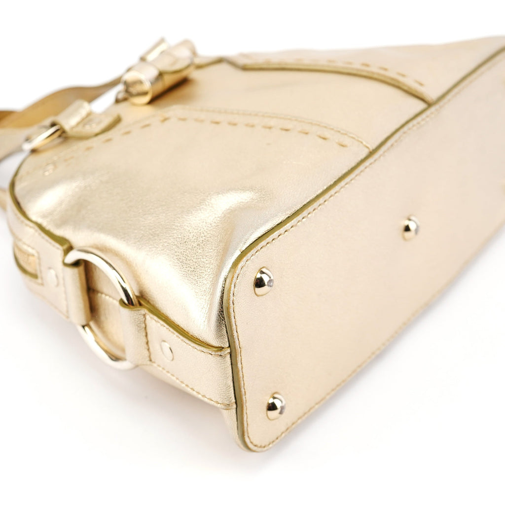 Gold Leather Muse Tote Bag