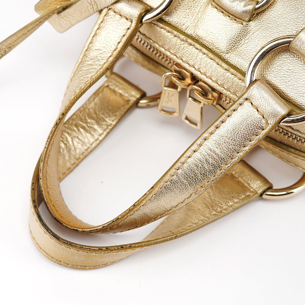 Gold Leather Muse Tote Bag