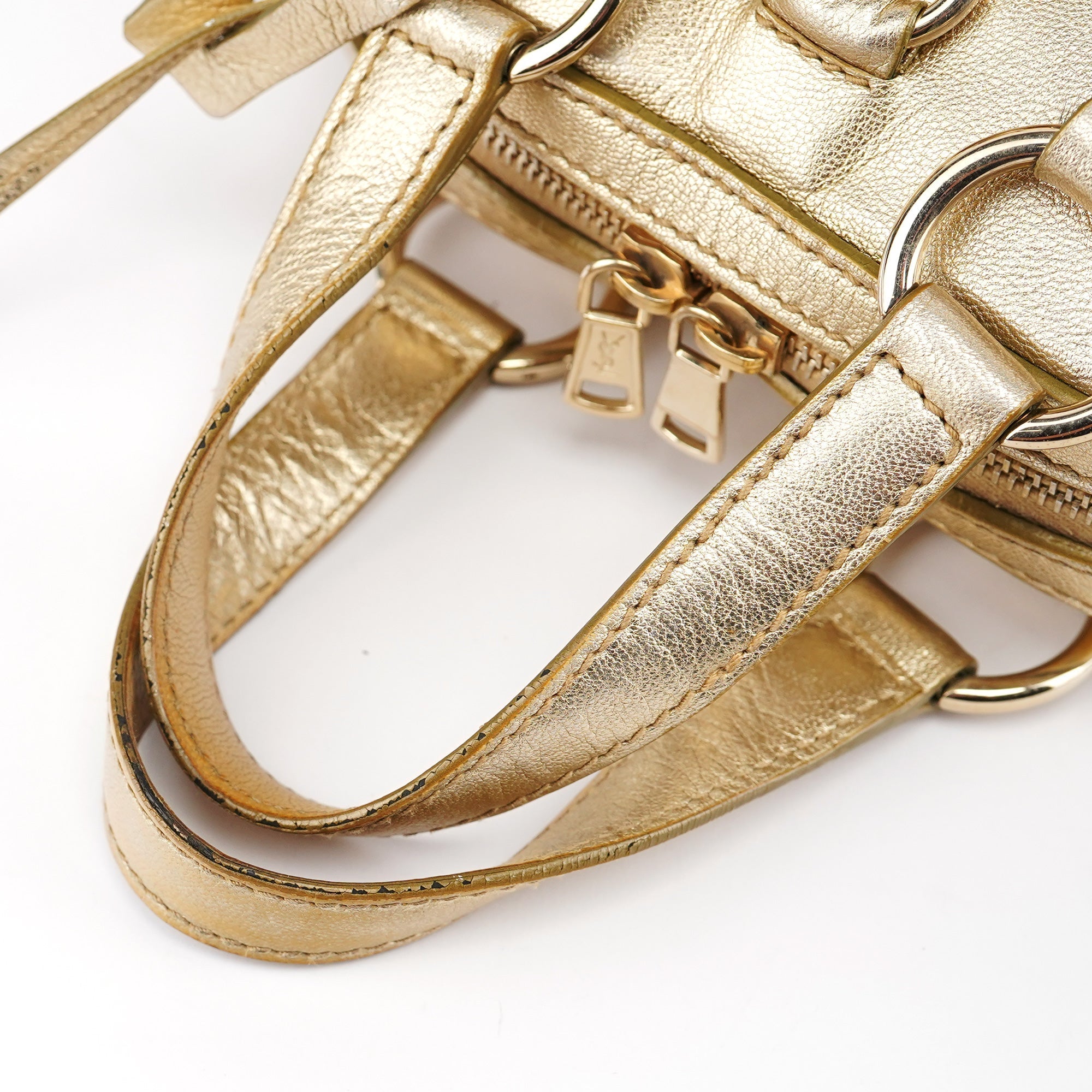 Gold Leather Muse Tote Bag
