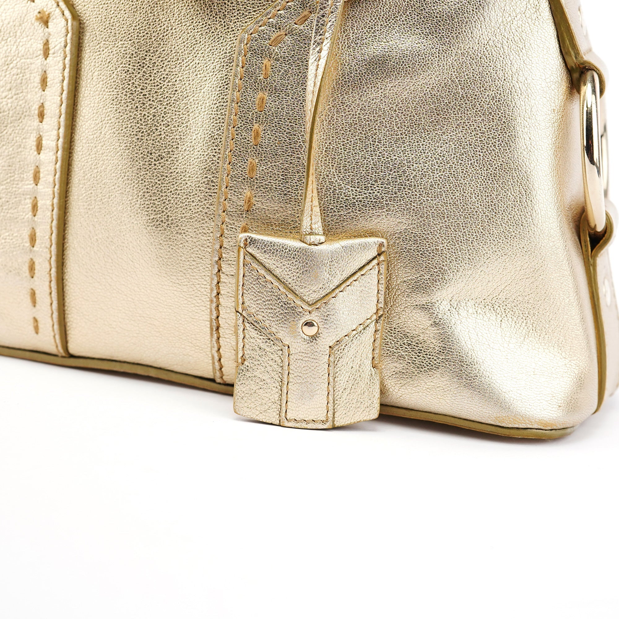 Gold Leather Muse Tote Bag