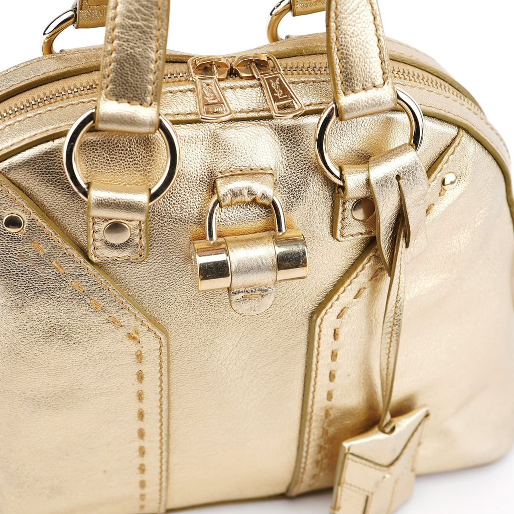 Gold Leather Muse Tote Bag