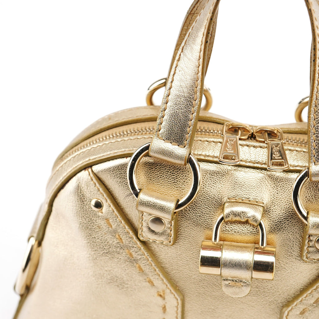 Gold Leather Muse Tote Bag