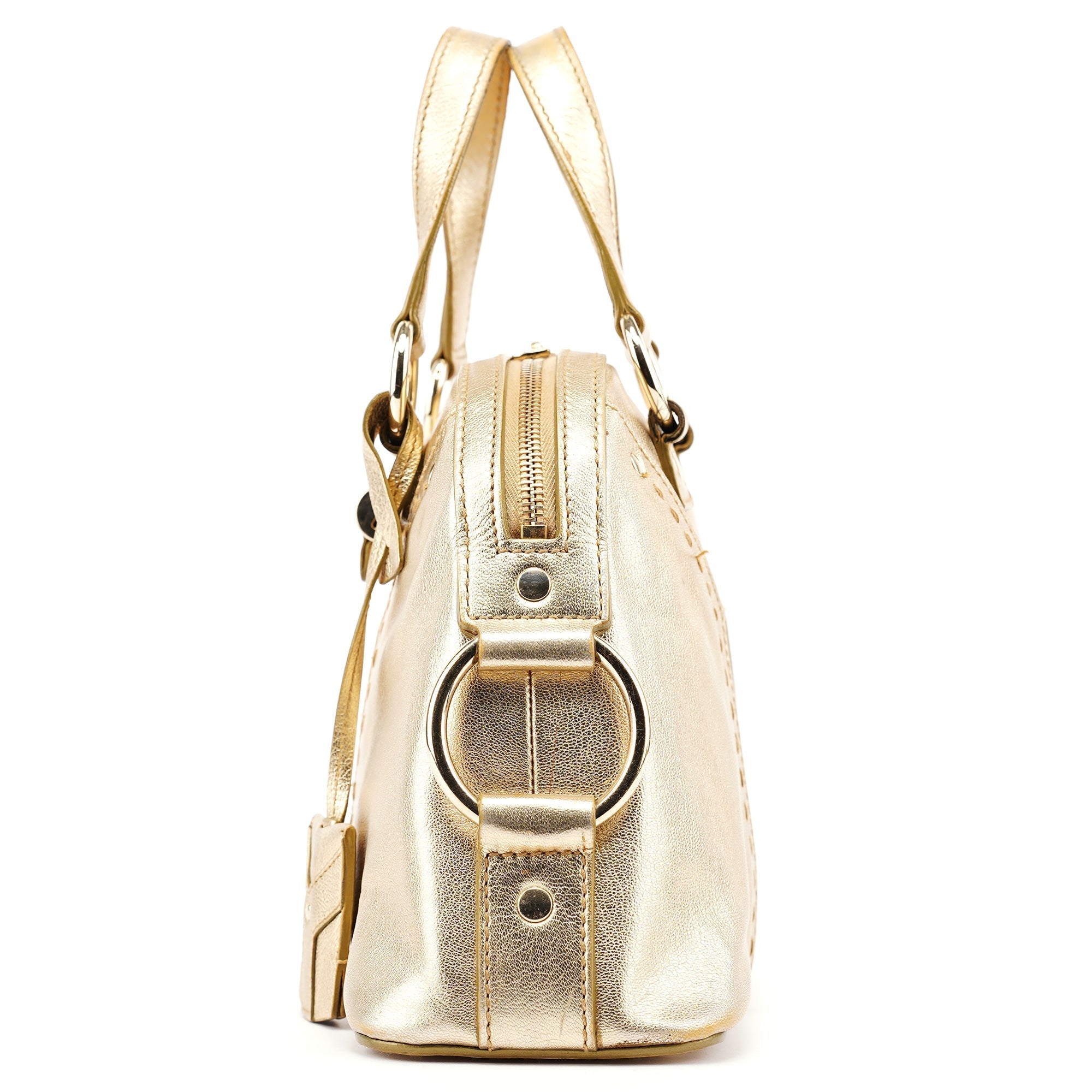 Gold Leather Muse Tote Bag