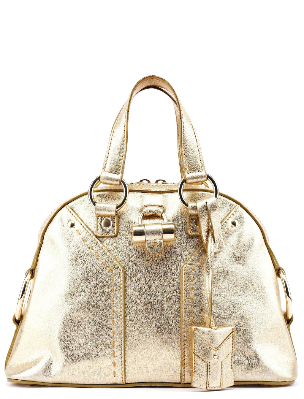 Gold Leather Muse Tote Bag