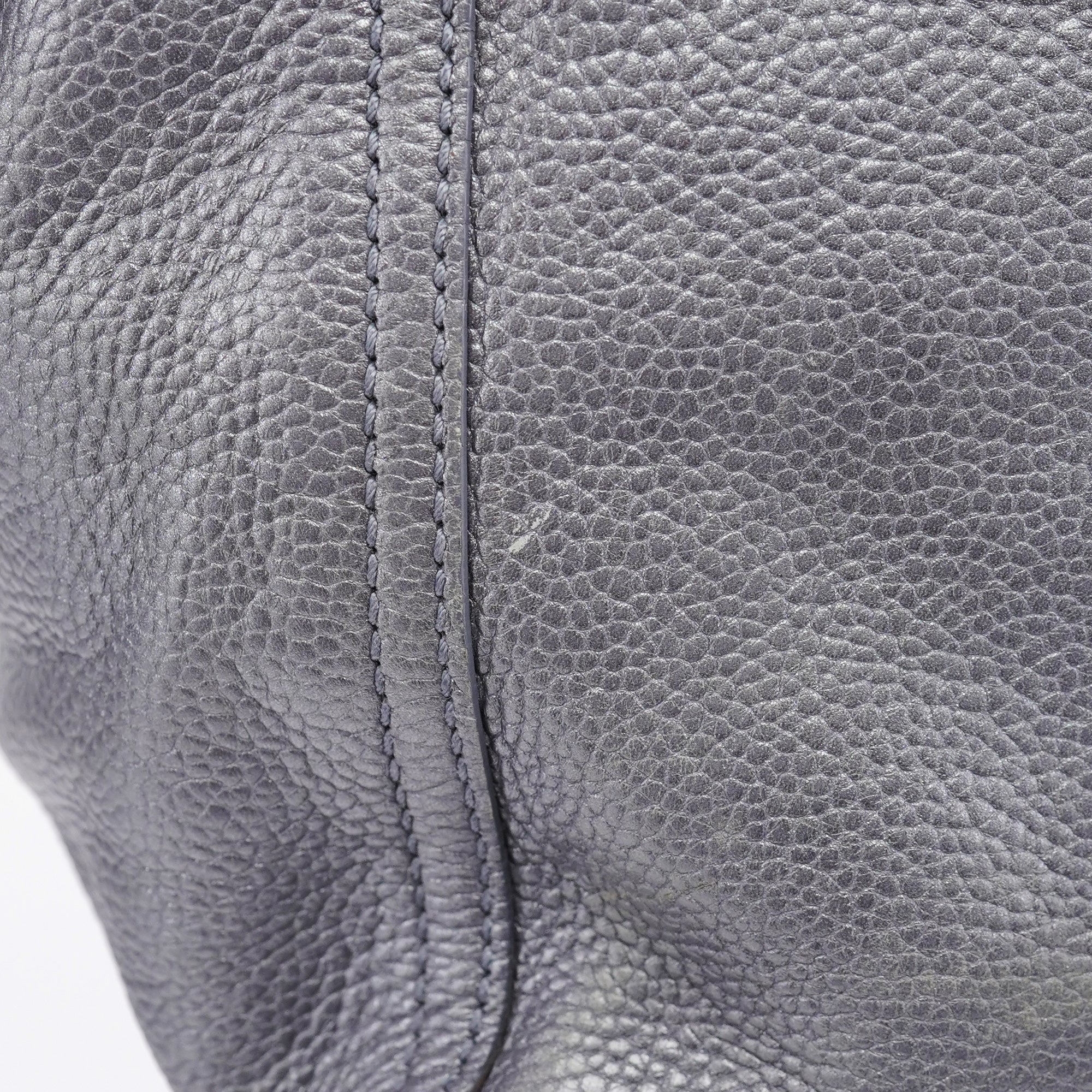 Grey Leather Downtown Tote Bag