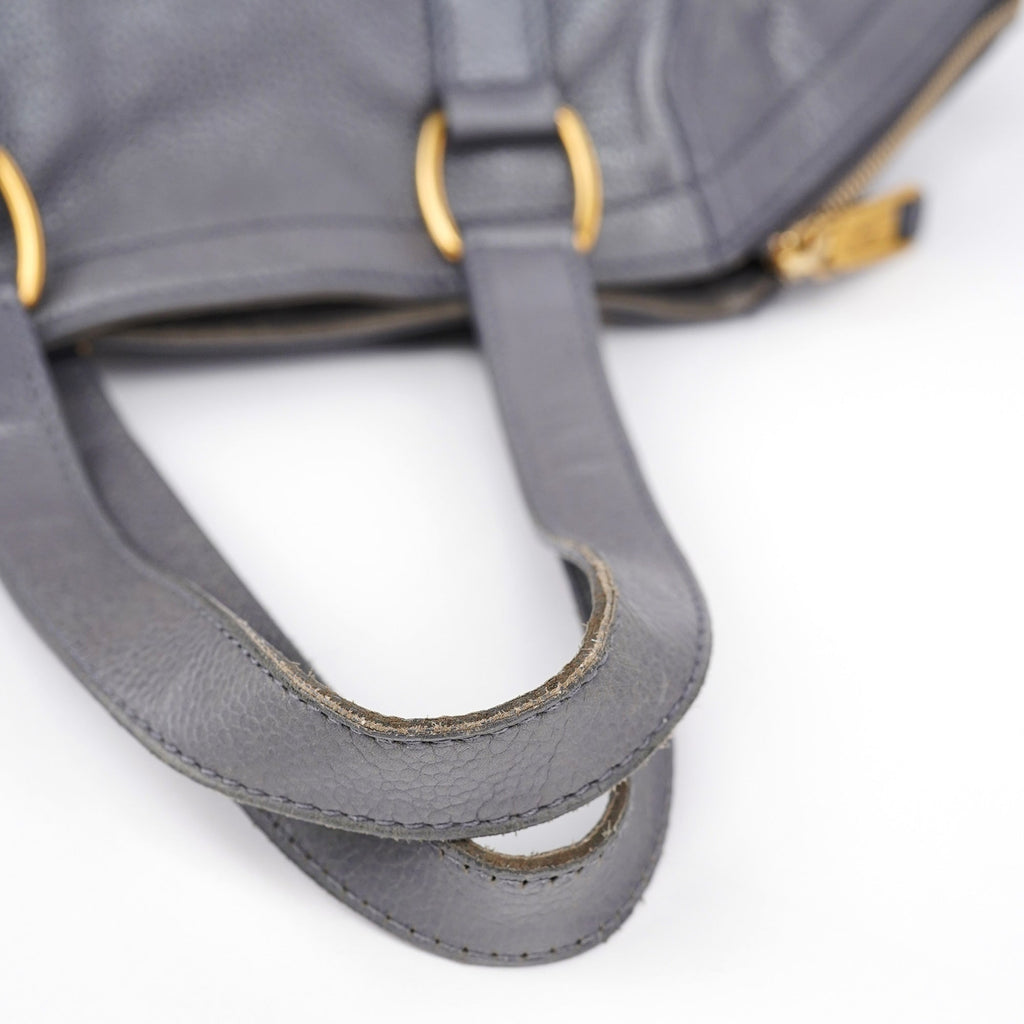 Grey Leather Downtown Tote Bag