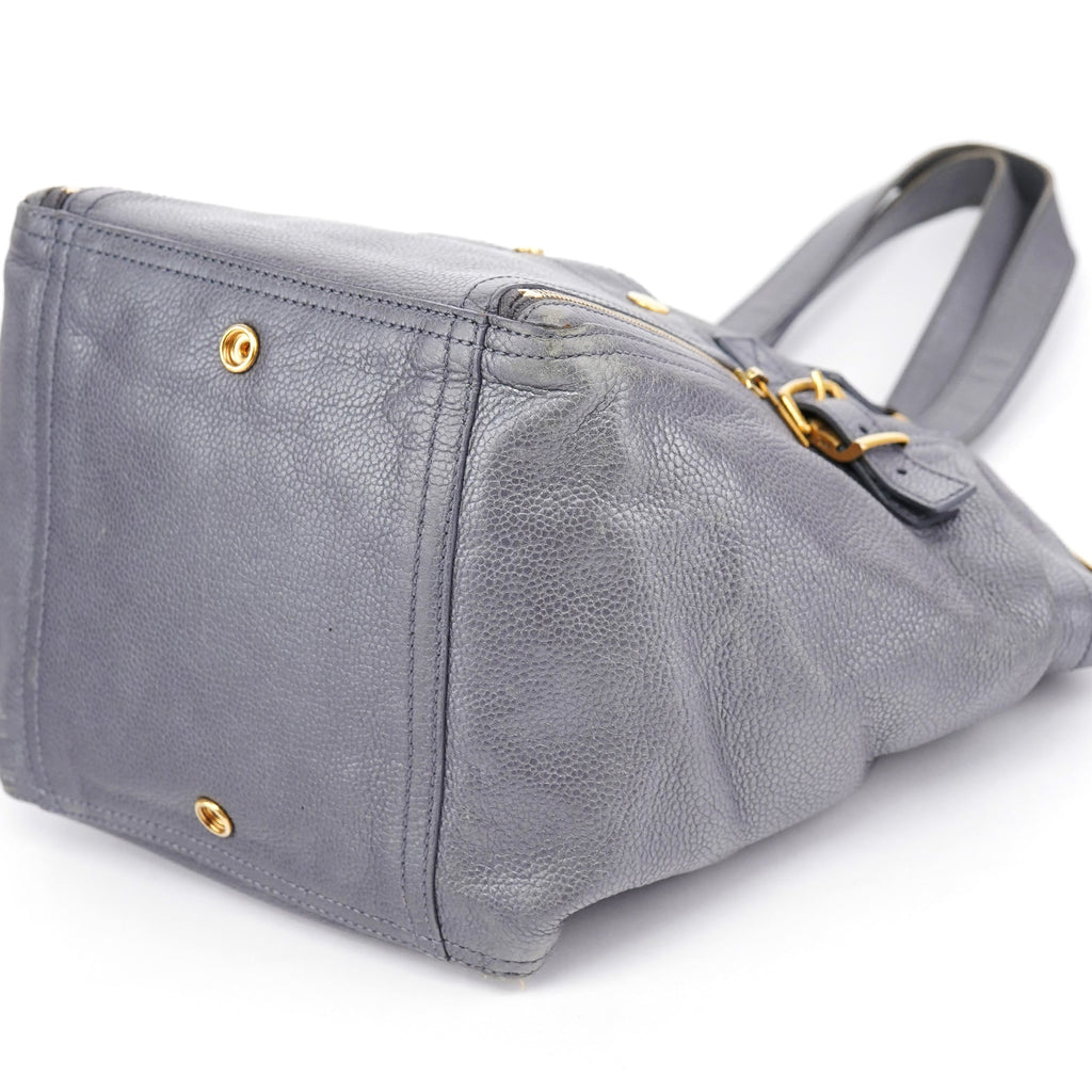 Grey Leather Downtown Tote Bag