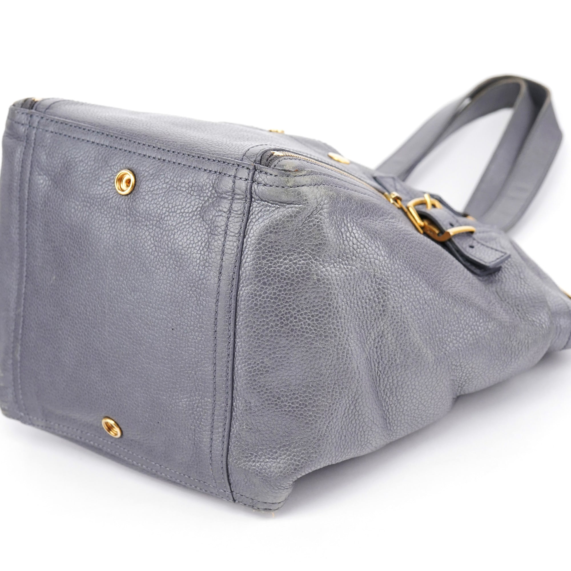 Grey Leather Downtown Tote Bag