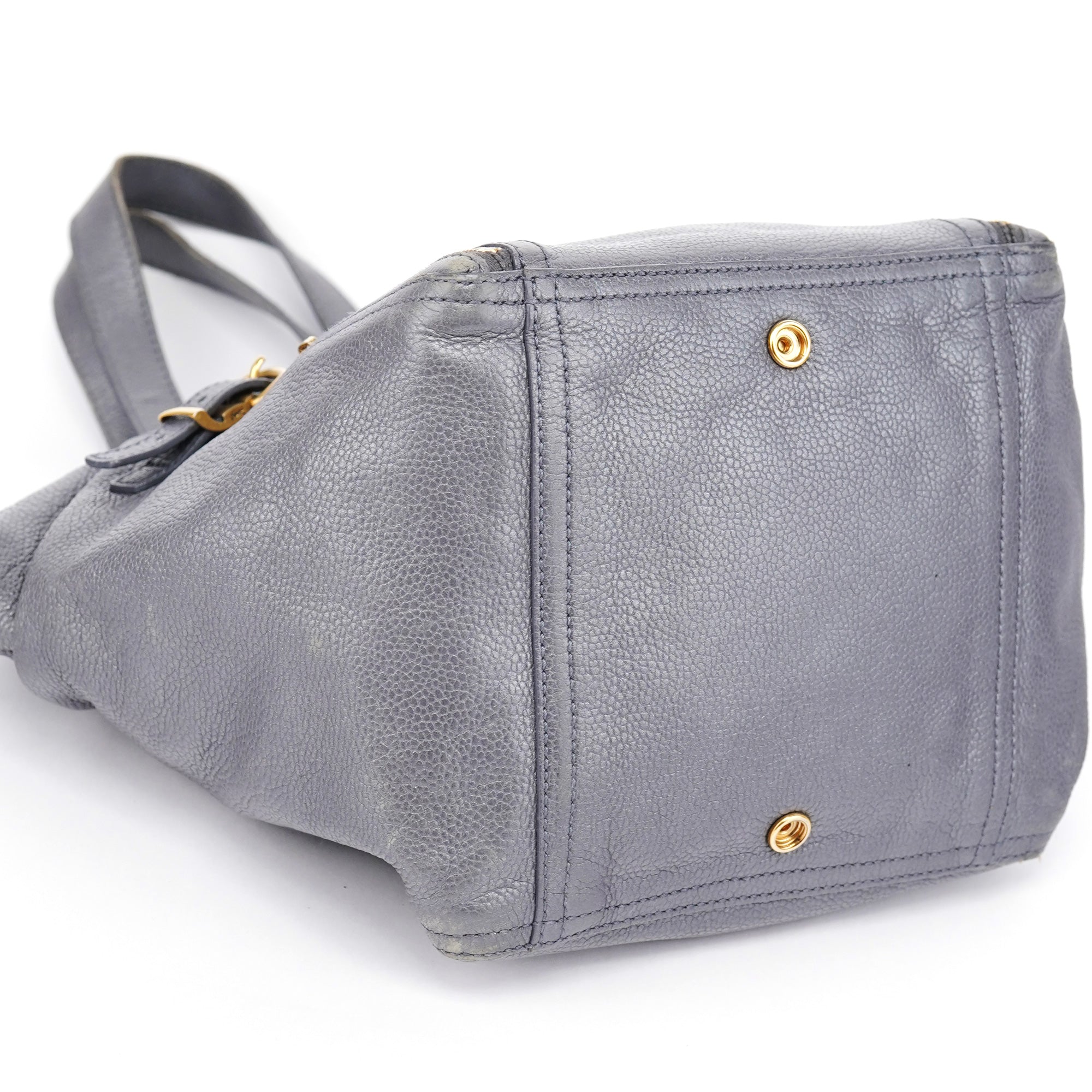 Grey Leather Downtown Tote Bag